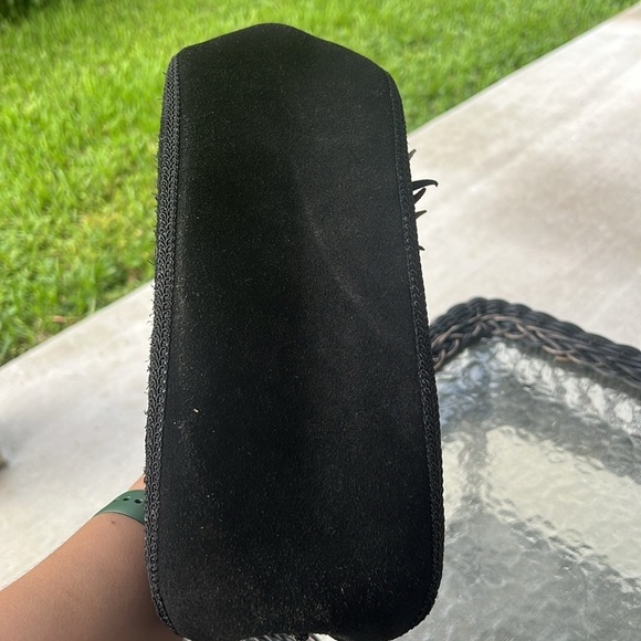 Mary Frances Vintage Beaded Handbag Black Suede Boho Leaf Design – Missing Beads - Picture 9 of 10